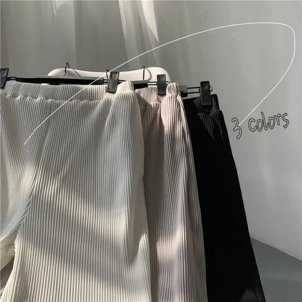 Calça casual de seda gelada masculina, streetwear, solta plissada, monocromática, moda coreana, verão. - Image 6
