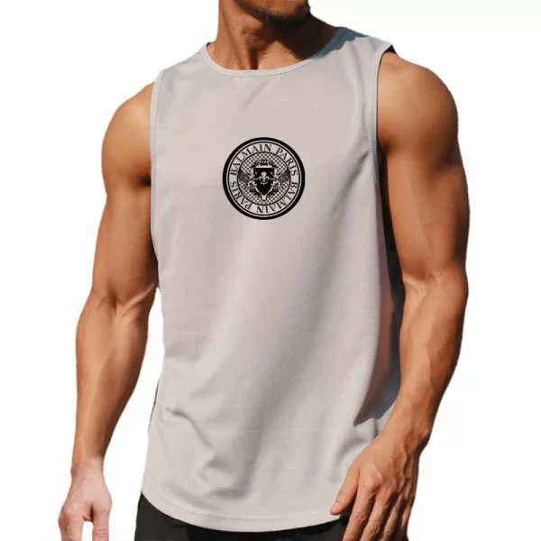 Camiseta regata masculina, sem mangas de secagem rápida com gola redonda, regata esportiva Fitness, Elástica, Respirável, Ginásio, Corrida, Treinamento, Verão. - Image 3