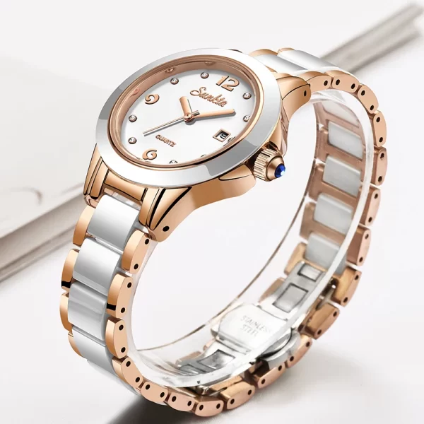 Relógio de pulso feminino, SUNKTA-pulseira de ouro rosa, de quartzo impermeáveis, nova moda criativa. - Image 4