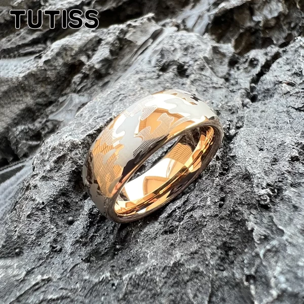 Anel unissex, TUTISS-Tungsten Wedding Band, Cool Pattern, Gravado Comfort Fit, Amazing Design, 6mm, 8mm - Image 10