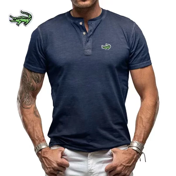 Camisetas Lacoste bordadas masculinas, de alta qualidade, polo masculino, verão, novo. - Image 2