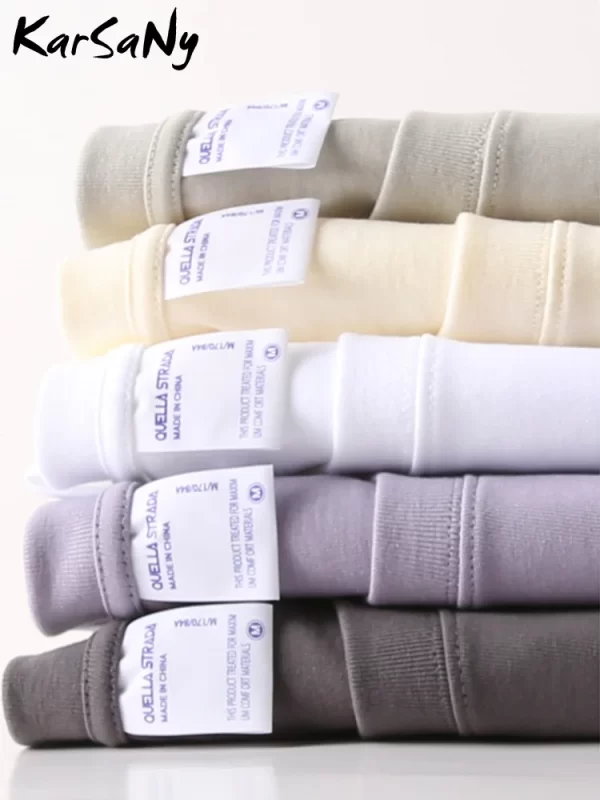 Camiseta manga curta extragrande feminina, Karsny, 100% algodão, monocromática, top, solta, cinza, branco, verão, oversize. - Image 4