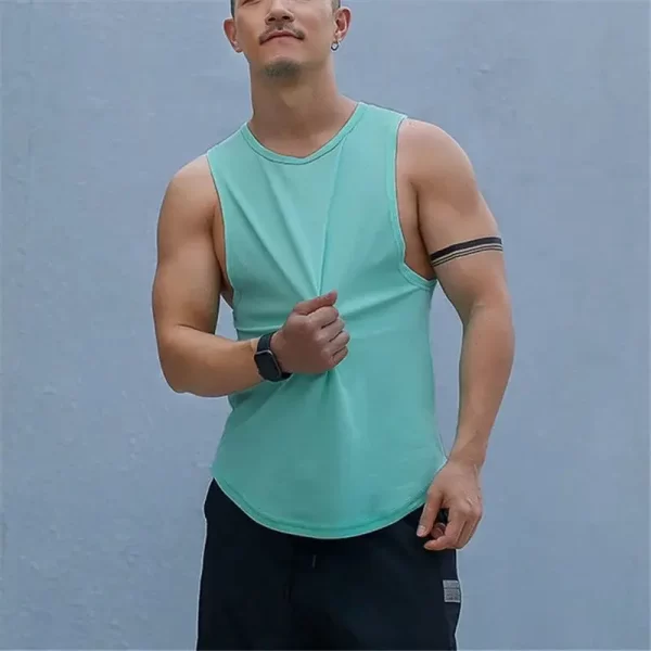 Camiseta regata masculina, Novo Verão Sólido Algodão Tanque Superior, Hip Hop Esportes Secagem Rápida Respirável Y2k Solto Casual Hipster Colete Streetwears. - Image 12