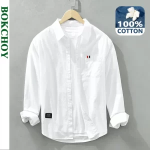 Camisa masculina, manga longa,  casuais clássicas, algodão puro, finas, gola virada para baixo, nova, outono, C6677