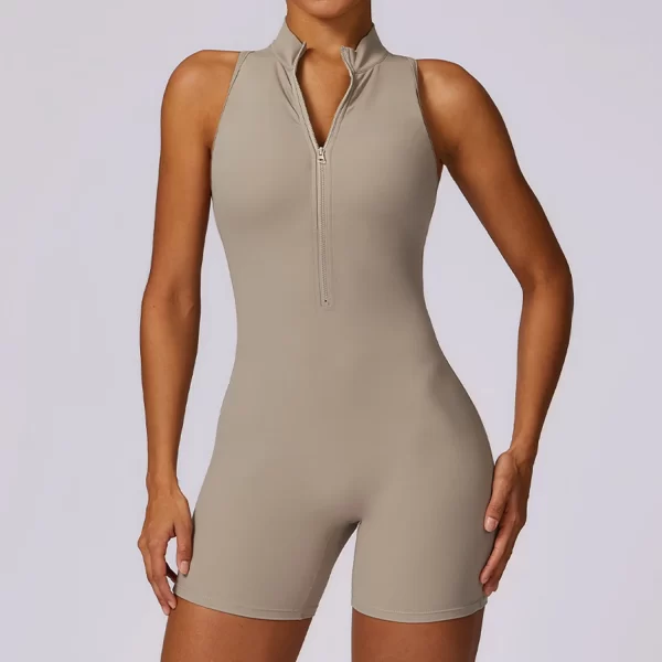 Macacão de ioga feminino, terno de fitness de alta intensidade, zíper, sentimento nu, encaixe apertado, esportes - Image 4