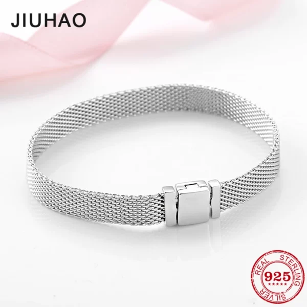 Pulseira feminina, 925 de alta qualidade prata esterlina contas clipe de moda, se encaixam reflexões original pulseira encantos femme jóias - Image 2
