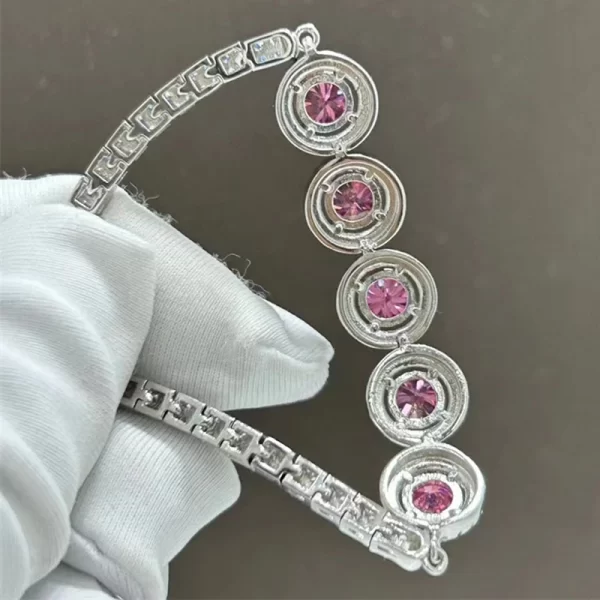 Pulseira feminina, TFGLBU-Moissanite Rosa Completa, Chapeamento De Platina, Corrente De Prata Esterlina S925, Gema De Brilho, Presente Bonito Doce, 2.5CTTW - Image 3