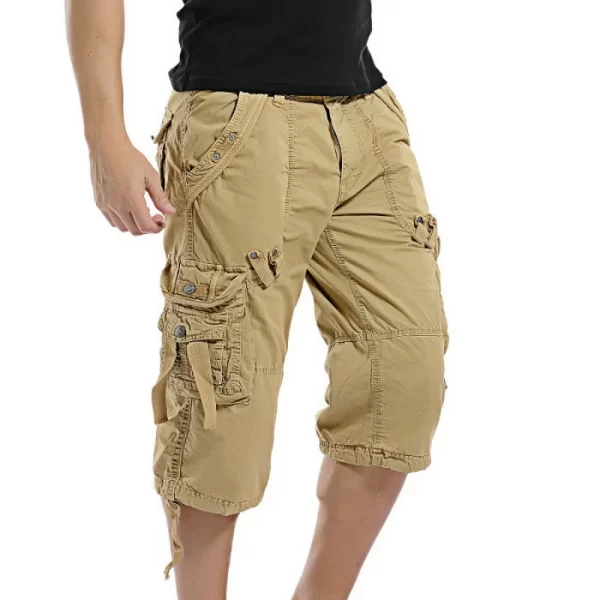 Bermuda casual de algodão camuflados masculina,  curtos camuflados, sem cinto,  compridas com panturrilha. - Image 2