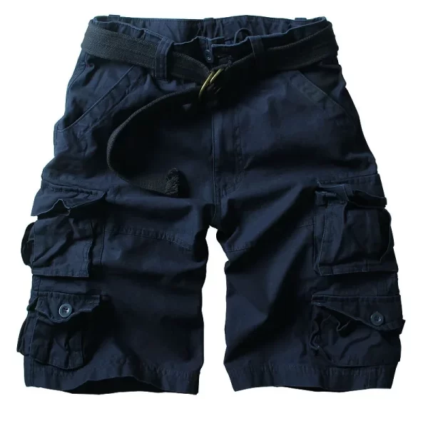 Bermuda masculina de verão com bolsos, meia calça camuflada, casuais soltos de camuflagem, altura do joelho com cinto. - Image 3