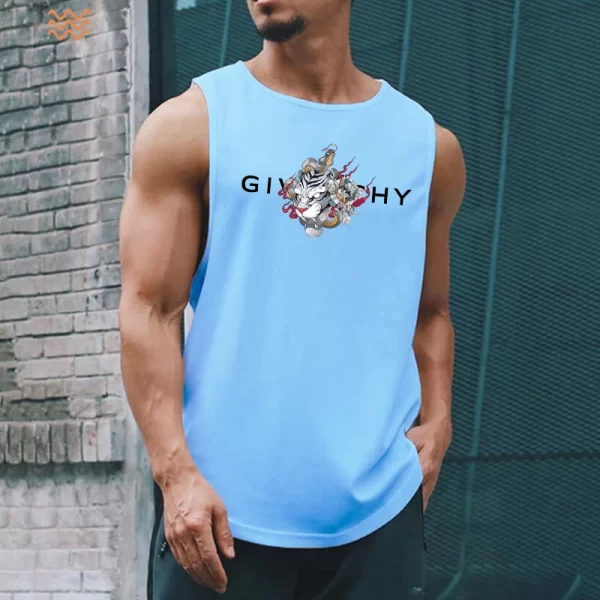 Camiseta regata masculina de ginástica para treino, musculação, fitness, sem mangas, roupa esportiva de secagem rápida de praia, colete muscular, verão. - Image 3