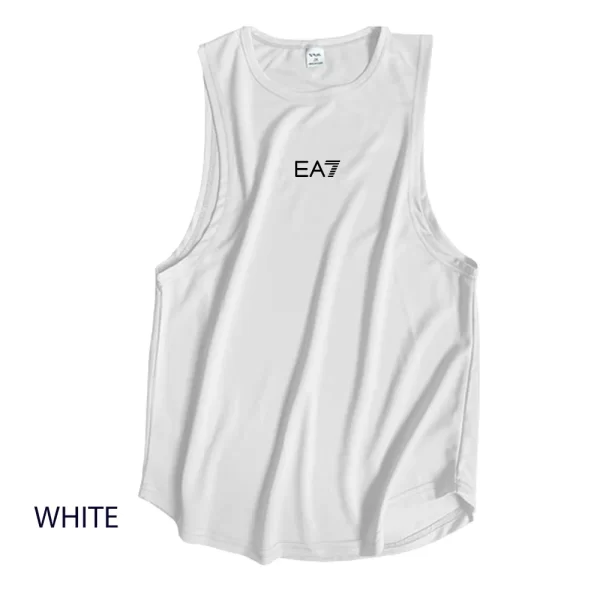 Camiseta regata masculina respirável de musculação, de ginástica, sem mangas, estampa de marca, esportes, basquete, treinamento, verão. - Image 21