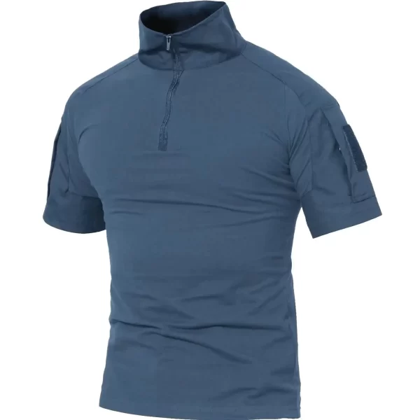 Camiseta masculina manga curta, Tacvasen, com bolsos com zíper, cor sólida, estilo safári, para caminhadas, roupas de trabalho, verão. - Image 14