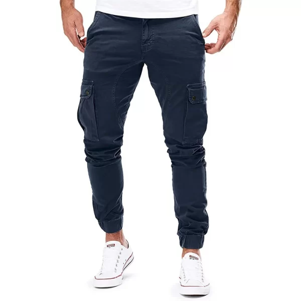 Calça masculina tecida multibolso de cor sólida, slim fit, moda casual, esportes de rua, roupa de corrida, primavera e outono - Image 10