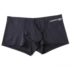 Cuecas boxer masculina, fino respirável, roupa interior sexy, lingerie transparente, shorts macios, bolsa de bojo cuecas