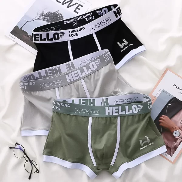 Cueca Boxer masculina, Esporte antibacteriano respirável, roupa íntima de algodão puro, cintura média, cueca de canto plana, moda confortável - Image 3