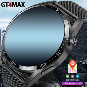 Relógio de pulso inteligente impermeável, masculino, GT4 MAX, Tela HD, Assistente de Voz, Frequência Cardíaca, Pressão Arterial, GPS, IP68, NFC, 1.5 ", Novo.
