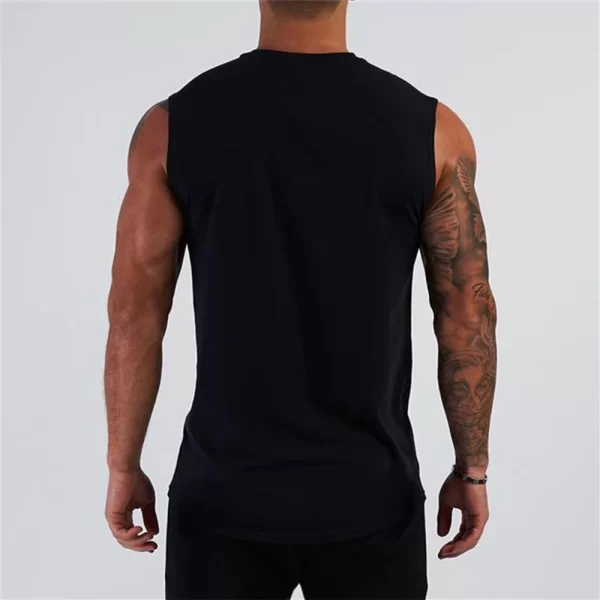 Camiseta regata masculina respirável sem mangas, colete elástico, camisa de musculação, roupas de ginástica ao ar livre, verão. - Image 2