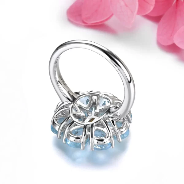 Anel de prata esterlina feminino, Topázio Azul Céu Natural Citrino, Pedra Preciosa Genuína, Joalheria Fina, Estilo Requintado e Romântico, 6,6 quilates - Image 4