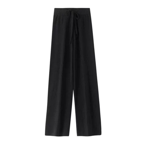 Calça larga feminina, Andy Cashmere tricota, longas, corda de cintura alta, casual reta solta, outono e inverno - Image 5