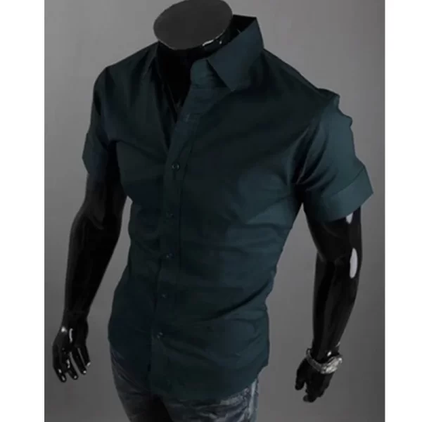 Camisa manga curta masculina, verão Slim Fit, de negócios sociais, marca de luxo,  de Linho, social. - Image 21