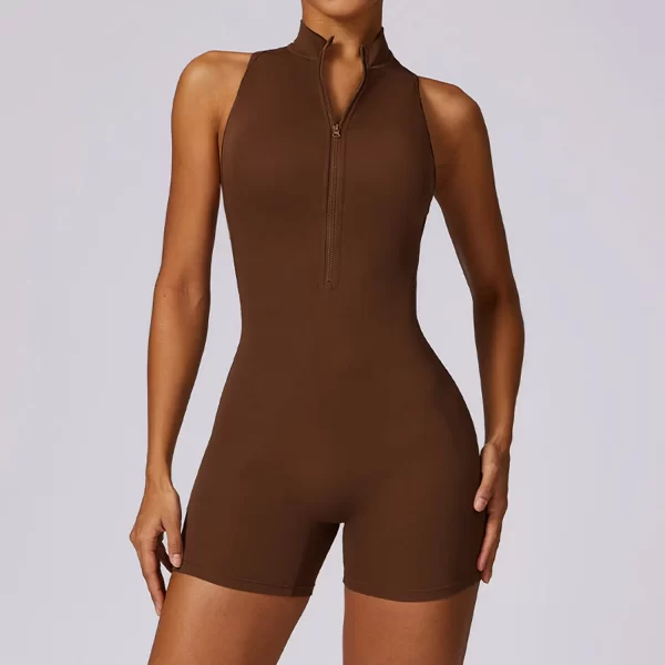 Macacão de ioga feminino, terno de fitness de alta intensidade, zíper, sentimento nu, encaixe apertado, esportes - Image 5