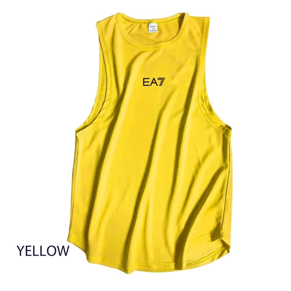 Camiseta regata masculina respirável de musculação, de ginástica, sem mangas, estampa de marca, esportes, basquete, treinamento, verão. - Image 24