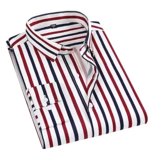 Camisa masculina listrada manga longa, Slim Fit Streetwear, Casual, Negócios, Escritório, Novo, Boa Qualidade, Plus Size, M-5XL
