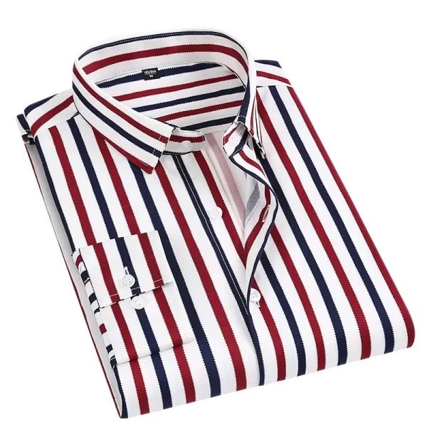 Camisa masculina listrada manga longa, Slim Fit Streetwear, Casual, Negócios, Escritório, Novo, Boa Qualidade, Plus Size, M-5XL