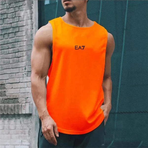Camiseta regata masculina respirável de musculação, de ginástica, sem mangas, estampa de marca, esportes, basquete, treinamento, verão. - Image 3