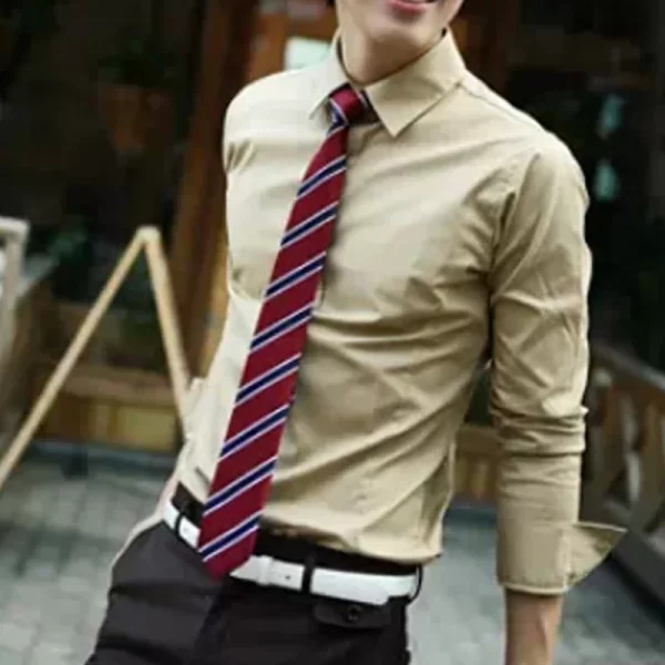 Camisa masculina manga longa, casual, justa, camisas sociais, tops monocromáticos, preto e branco, verão. - Image 11