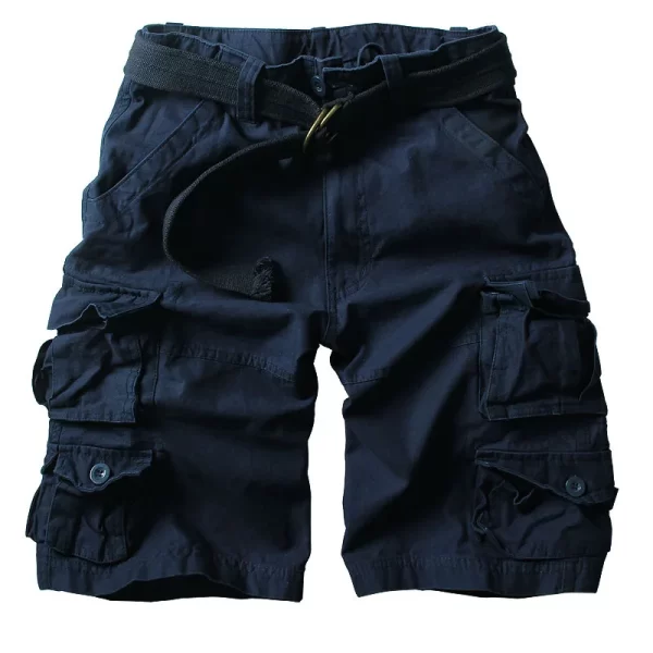 Bermuda masculina de verão com bolsos, meia calça camuflada, casuais soltos de camuflagem, altura do joelho com cinto. - Image 7