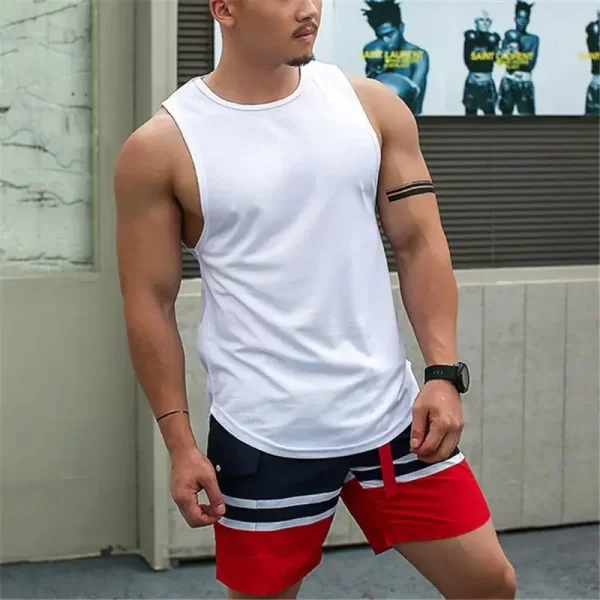 Camiseta regata masculina, Novo Verão Sólido Algodão Tanque Superior, Hip Hop Esportes Secagem Rápida Respirável Y2k Solto Casual Hipster Colete Streetwears. - Image 7