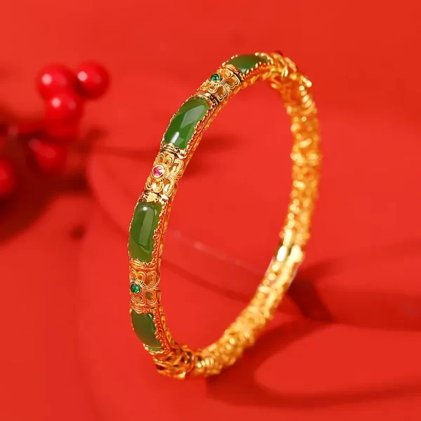 Pulseira de pedras preciosas, feminina,  Hetian Jade Jasper, Filigrana, Auspiciosa Nuvem, Ruyi Moda Openwork, Novo Estilo Chinês, Presentes Artesanais de Jóias - Image 2