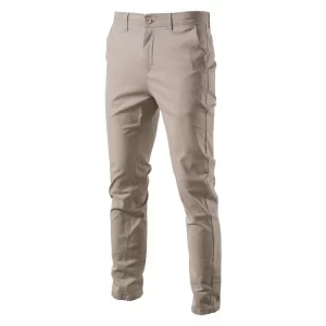 Calça casual slim fit monocromática masculina, de alta qualidade, negócios clássicos, 100% algodão, primavera, outono, nova.