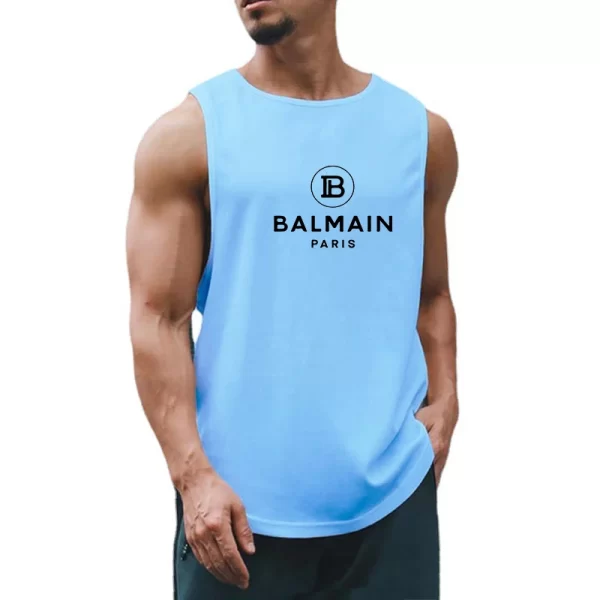 Camiseta regata masculina, sem mangas de secagem rápida com gola redonda, regata esportiva Fitness, Elástica, Respirável, Ginásio, Corrida, Treinamento, Verão. - Image 5