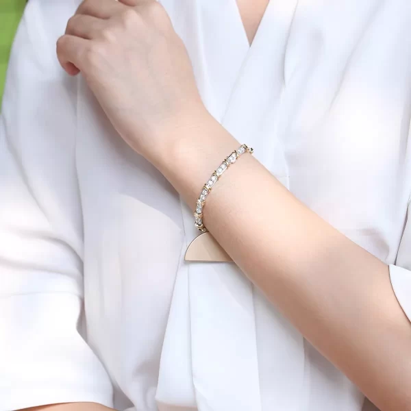 Pulseiras X transversais banhadas a ouro feminina, joias finas, diamante, prata esterlina 925, clássico, luxo, marca de moda. - Image 2