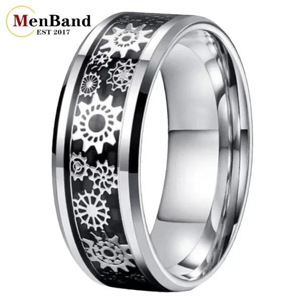 Anel De Carboneto De Tungstênio unissex, Banda De Casamento, Roda De Engrenagem Mecânica, Inlay De Fibra De Carbono, Conforto, 6mm, 8mm - Image 7