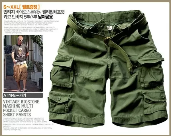 Bermuda masculina de verão com bolsos, meia calça camuflada, casuais soltos de camuflagem, altura do joelho com cinto. - Image 16