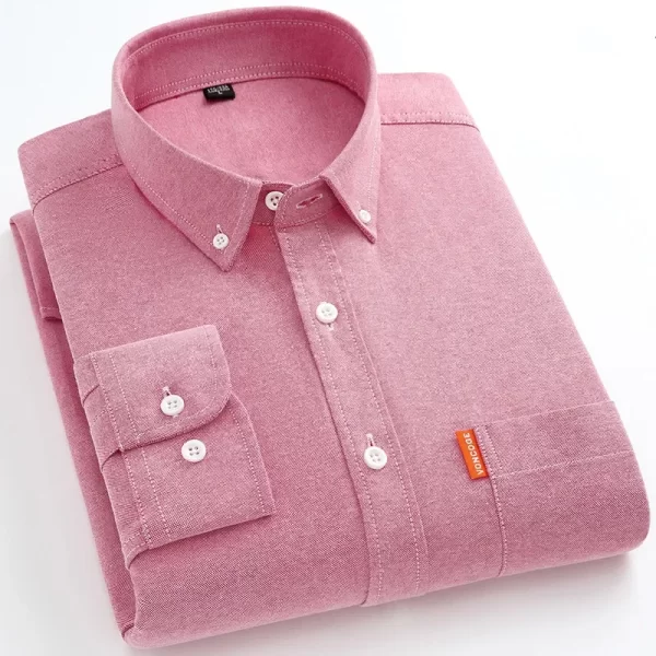 Camisa masculina, manga longa, estilo designer, 100% algodão, Oxford Business, encaixe fino, monocromático, tamanho grande M-5XL, alta qualidade, novo. - Image 12