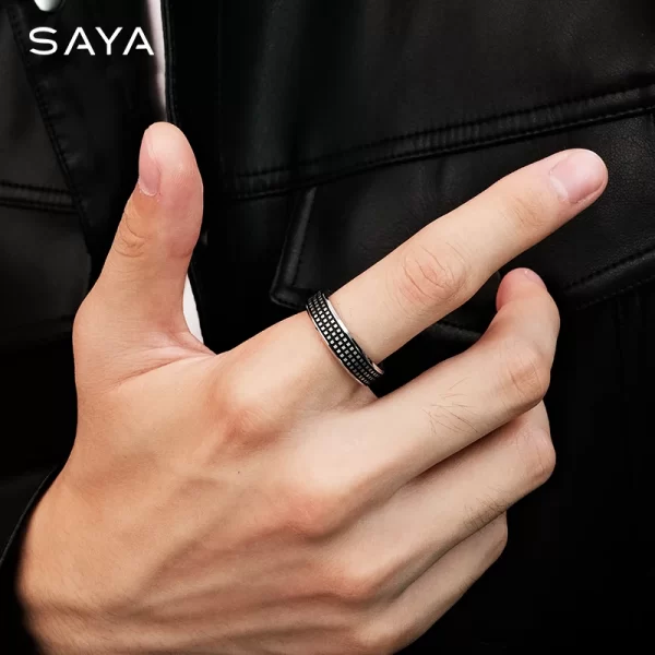 Anel glamoroso de alta dureza, masculino, dedo único, tendência única, gravura, nova moda. - Image 3