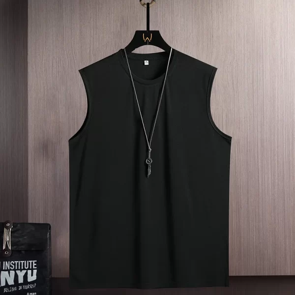 Camiseta regata masculina,  casual sem mangas com gola em O, camiseta coreana solta, monocromática, roupa de verão, nova moda. - Image 2