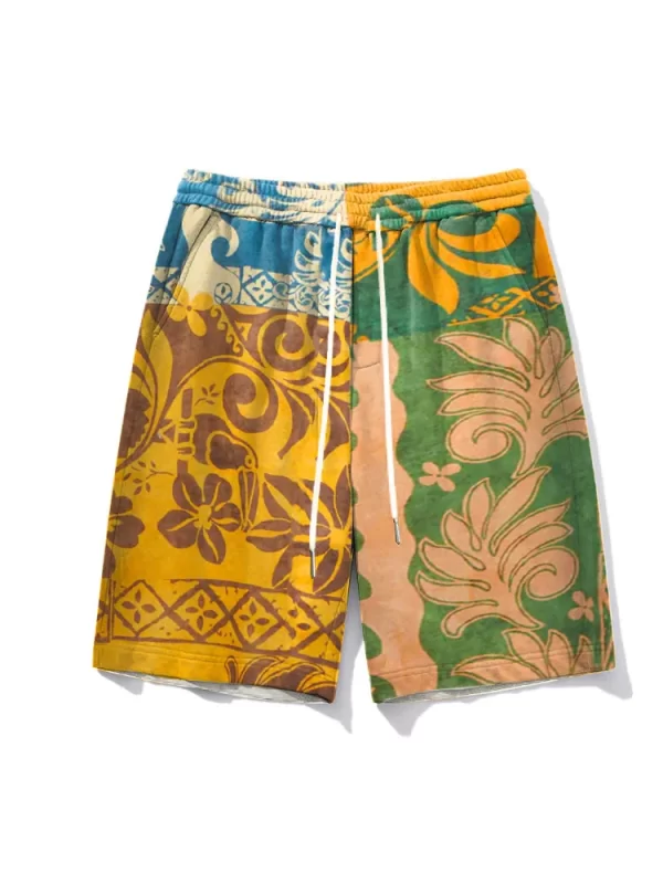 Shorts masculino tendência hip hop, Zooy-retro com lace-up, tendência hip hop, flor, pássaro, moda, tamanho grande, l-9xl - Image 8
