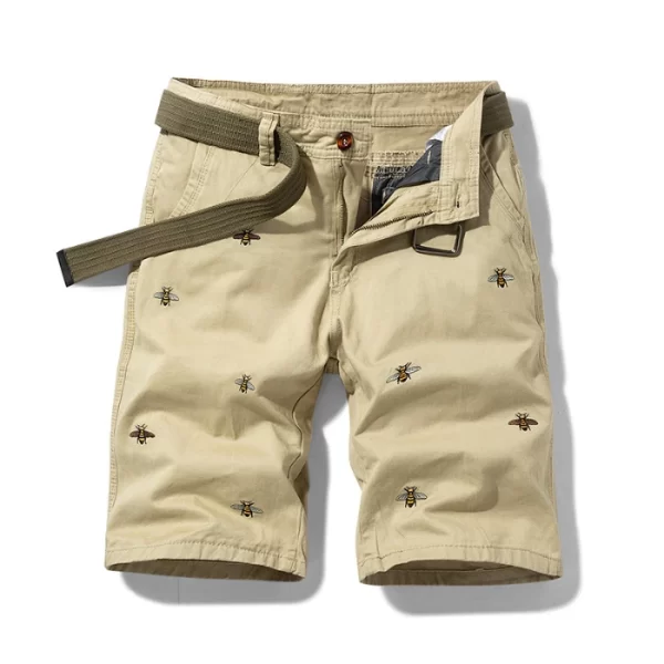 Bermuda de praia masculino bordado com mel, de rua de algodão casual soltos, moda exterior, roupas de trabalho, novo verão. - Image 8