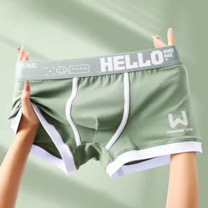 Cueca Boxer masculina, Esporte antibacteriano respirável, roupa íntima de algodão puro, cintura média, cueca de canto plana, moda confortável