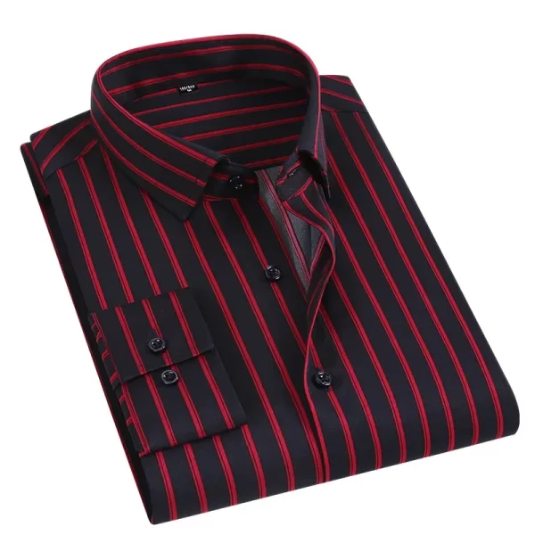 Camisa masculina listrada manga longa, Slim Fit Streetwear, Casual, Negócios, Escritório, Novo, Boa Qualidade, Plus Size, M-5XL - Image 11