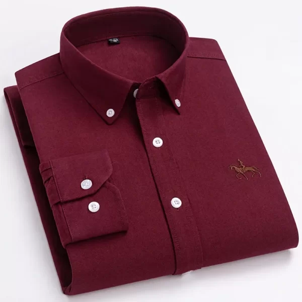 Camisa manga longa masculina,  Oxford, 100% algodão,  bordadas de cavalo, streetwear extragrande, listra xadrez, casual, lazer, Plus 6XL - Image 11