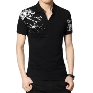 Camiseta masculina, carta, estampada, com gola Henry, mangas curtas, tops retos soltos, camisetas plus size, verão, M-5XL.