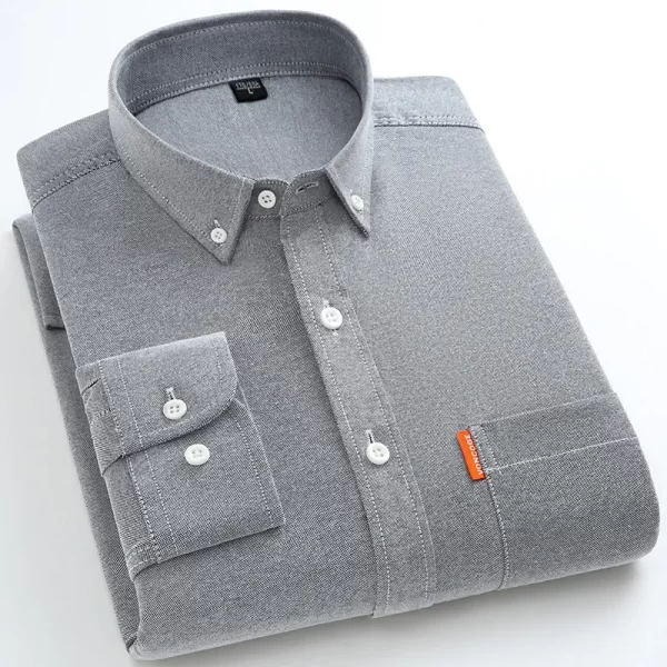 Camisa masculina, manga longa, estilo designer, 100% algodão, Oxford Business, encaixe fino, monocromático, tamanho grande M-5XL, alta qualidade, novo. - Image 2