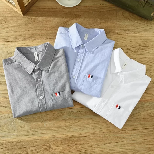 Camisa masculina, manga longa,  casuais clássicas, algodão puro, finas, gola virada para baixo, nova, outono, C6677 - Image 5