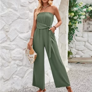 Macacão sem alças com renda fora do ombro feminino, casual, compras diárias, verão, sexy, novo.